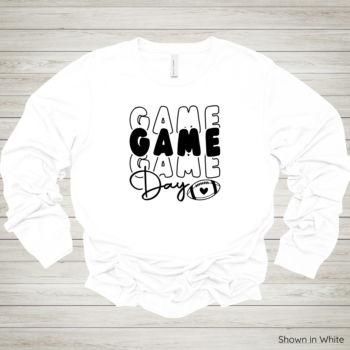 Football Game Day Tee – Long Sleeve - Black Ink