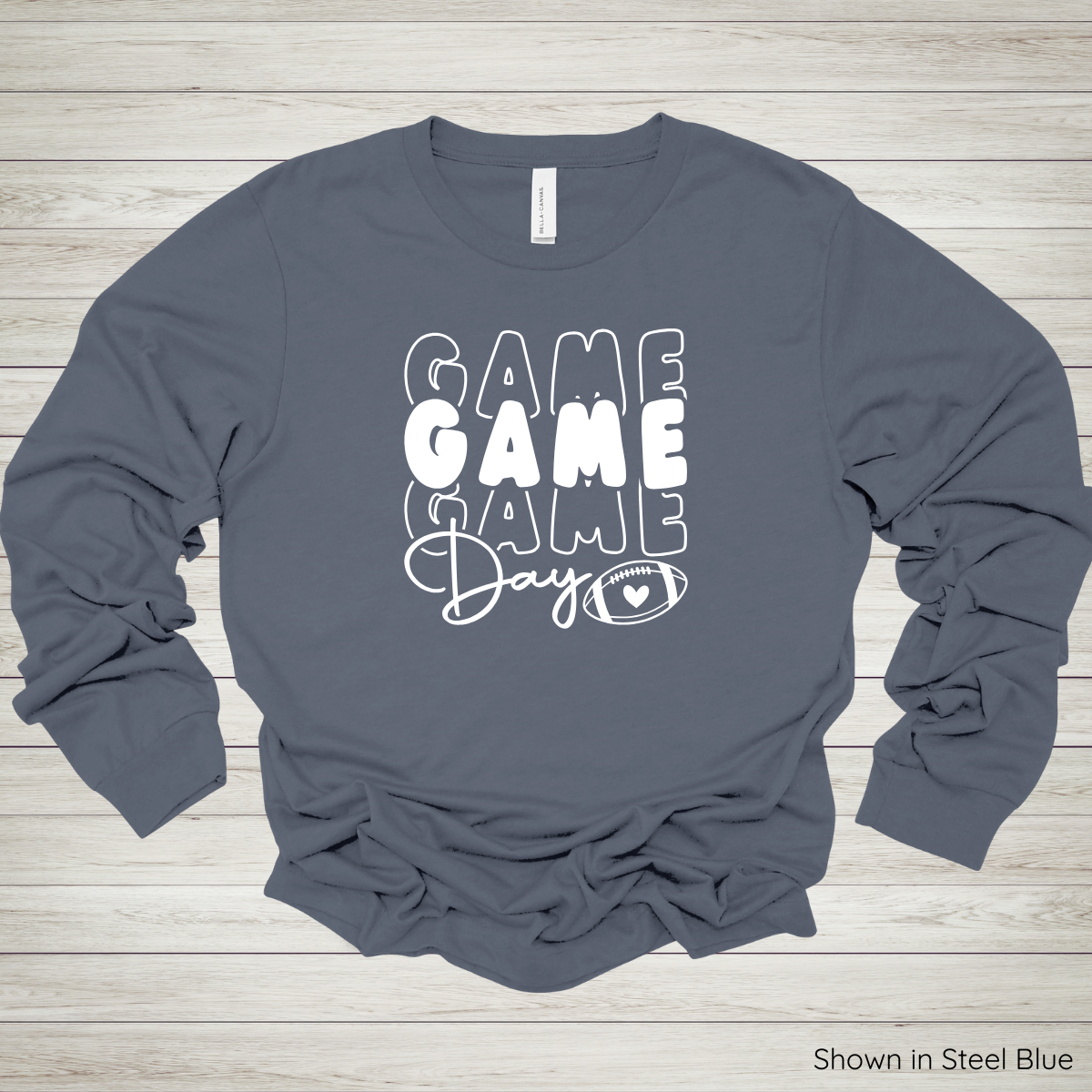 Football Game Day Tee – Long Sleeve - White Ink