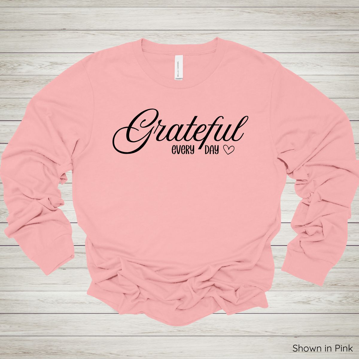 Grateful Every Day Tee – Long Sleeve - Black Ink