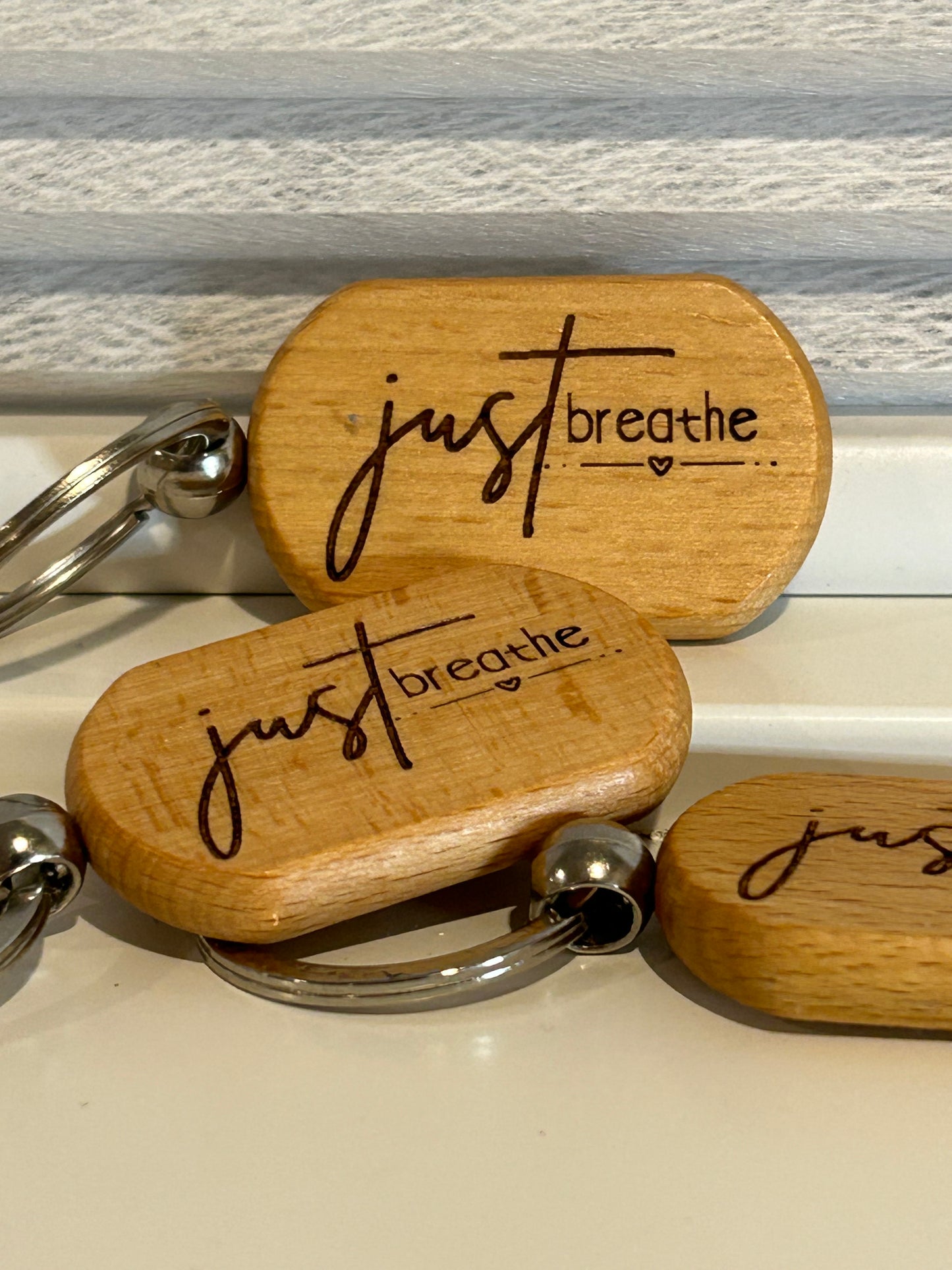 Just Breathe – Engraved Keychain