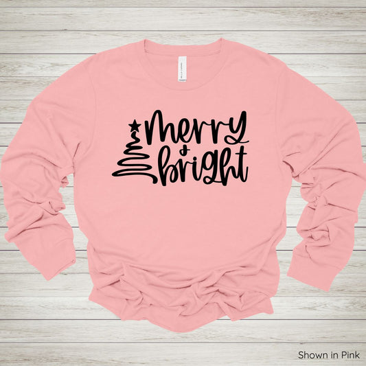 Merry & Bright Tee – Long Sleeve - Black Ink