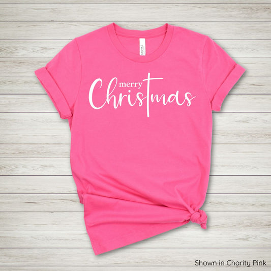 Merry Christmas Tee - Short Sleeve - White Ink
