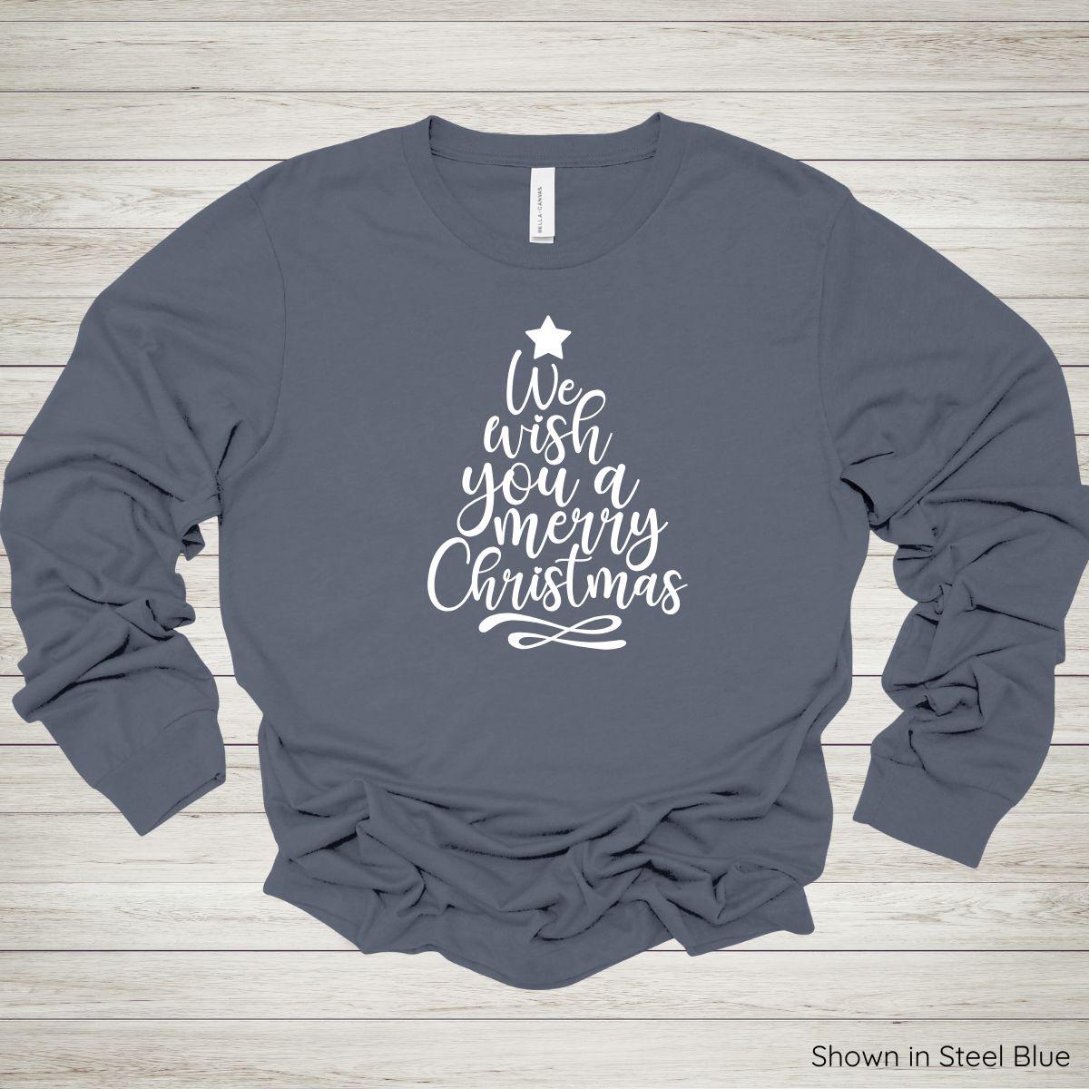 We Wish You a Merry Christmas Tee – Long Sleeve - White Ink