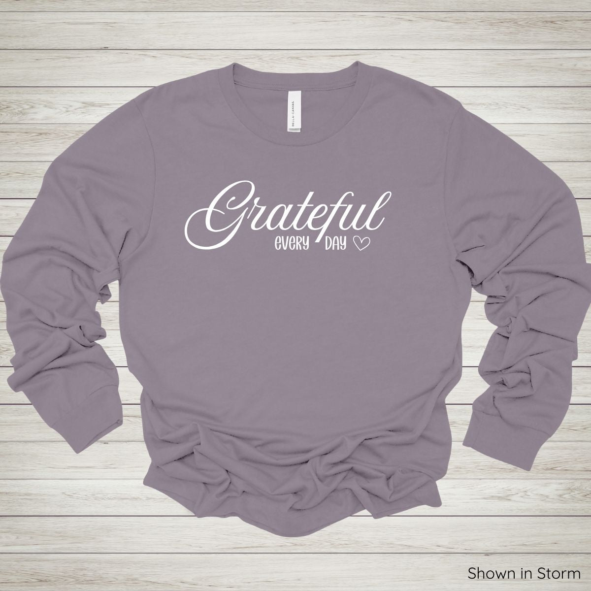 Grateful Every Day Tee – Long Sleeve - White Ink