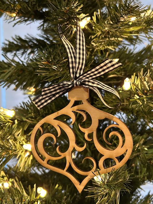 Farmhouse Wood Teardrop Ornament