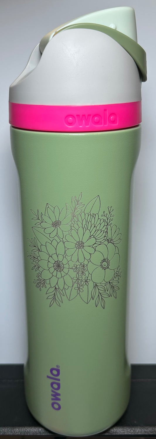 24 oz Owala® FreeSip - Neo Sage  – Floral Line Art